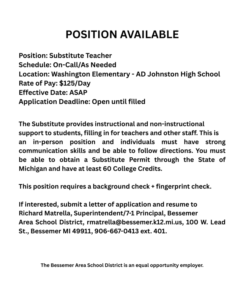 Substitute Teacher Posting