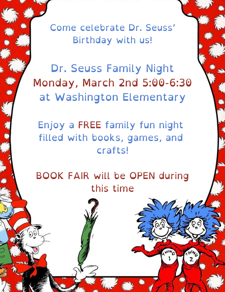 page 1 of flyer advertising school Dr. Seuss Family Night