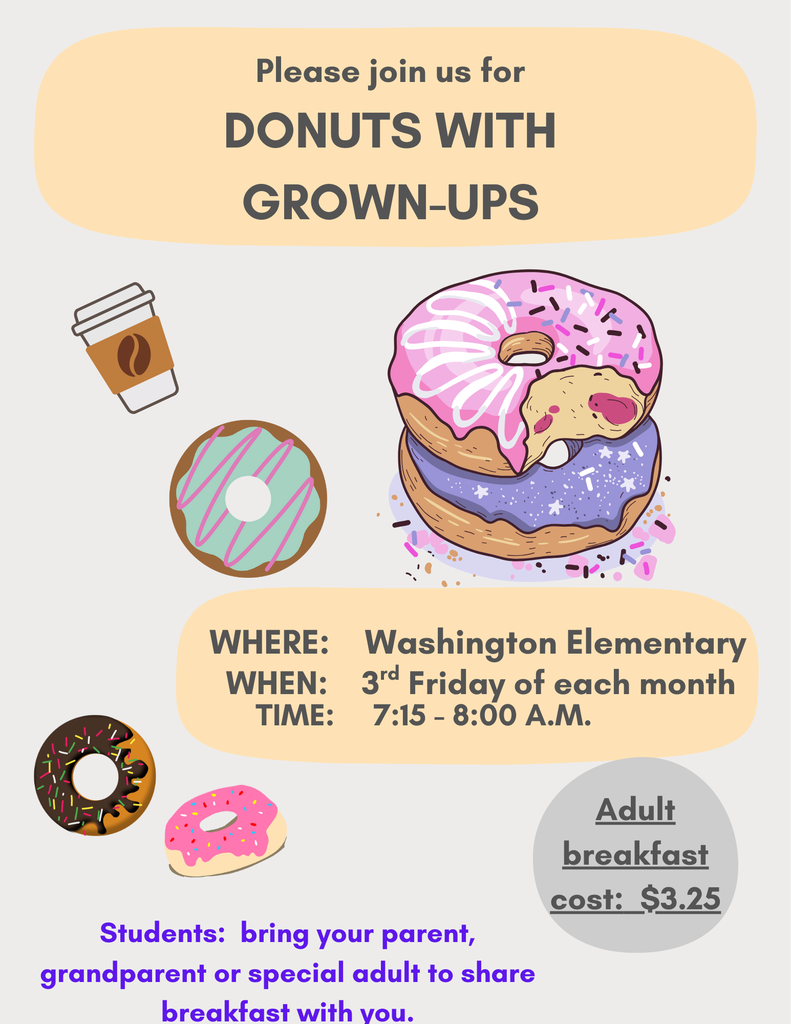 flyer advertising Donuts with Grown-ups school breakfast