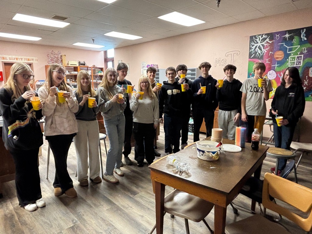 Sophomores with their treat for winning the February Attendance Challenge.
