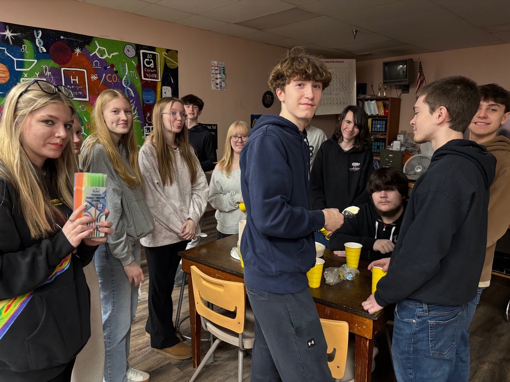 Sophomores with their treat for winning the February Attendance Challenge.