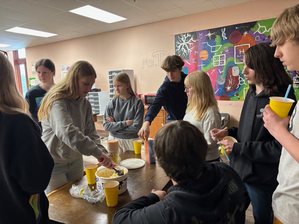 Sophomores with their treat for winning the February Attendance Challenge.