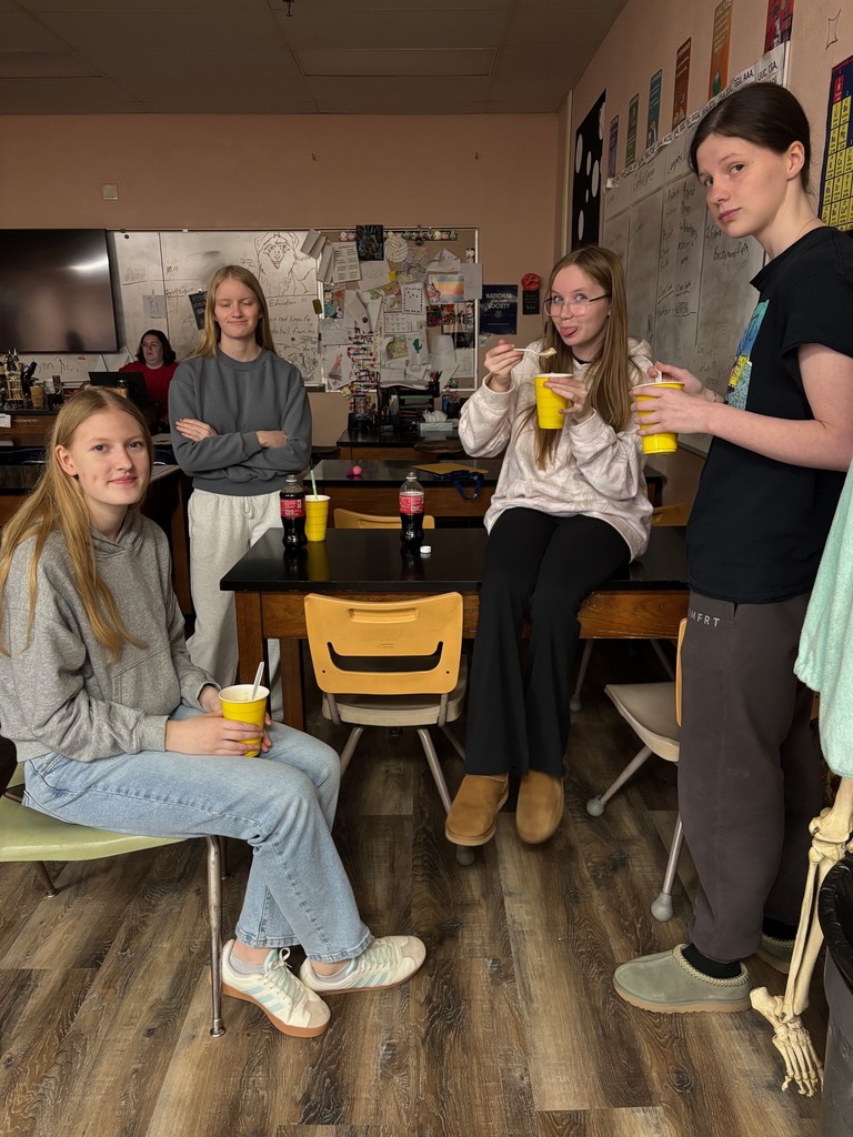 Sophomores with their treat for winning the February Attendance Challenge.