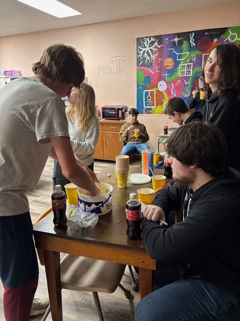 Sophomores with their treat for winning the February Attendance Challenge.