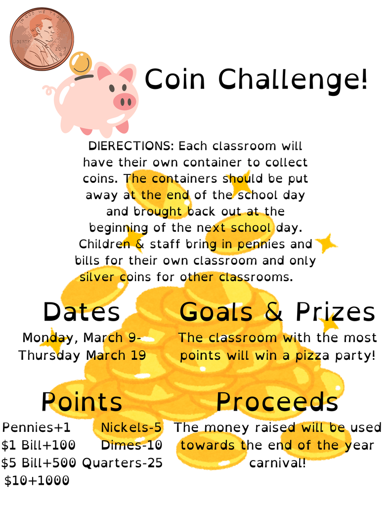 flyer explaining school coin challenge