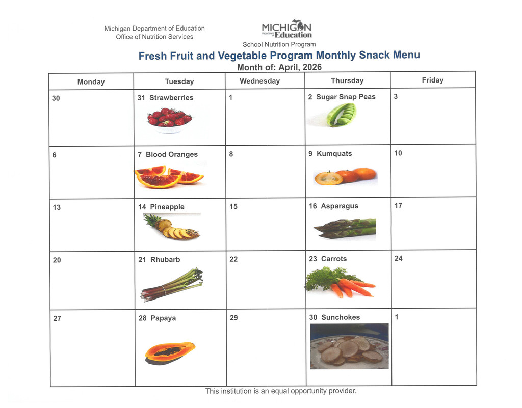 fresh fruit and vegetable schedule april