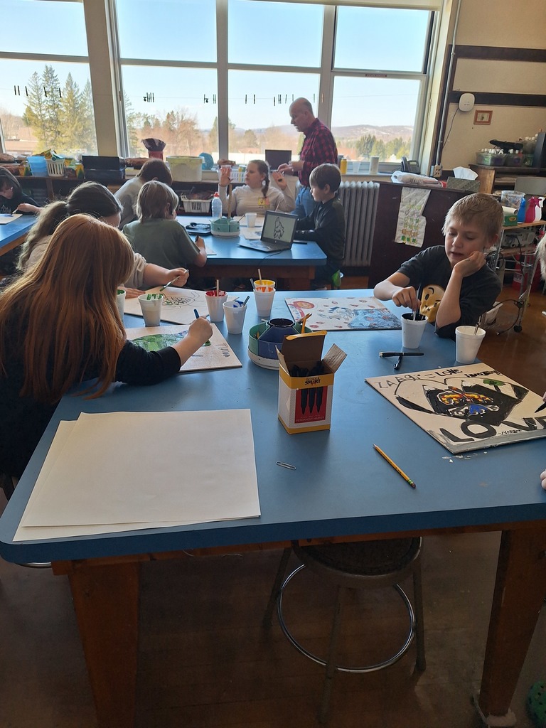students working on art project 