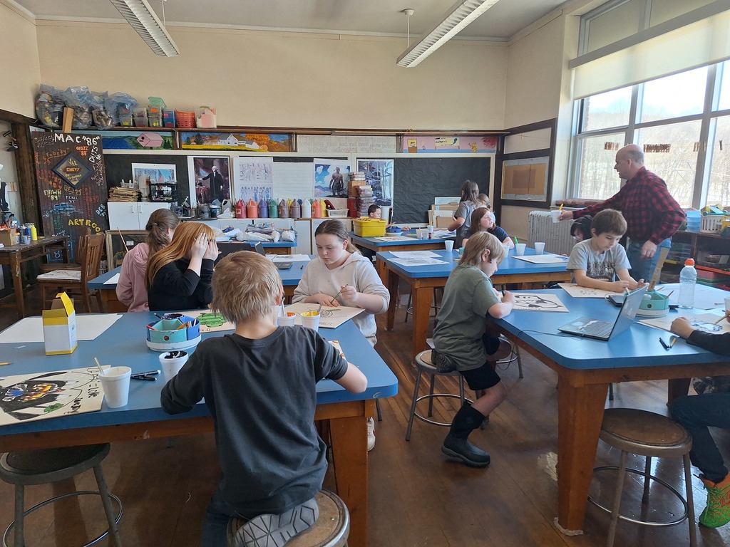 students working on art project 