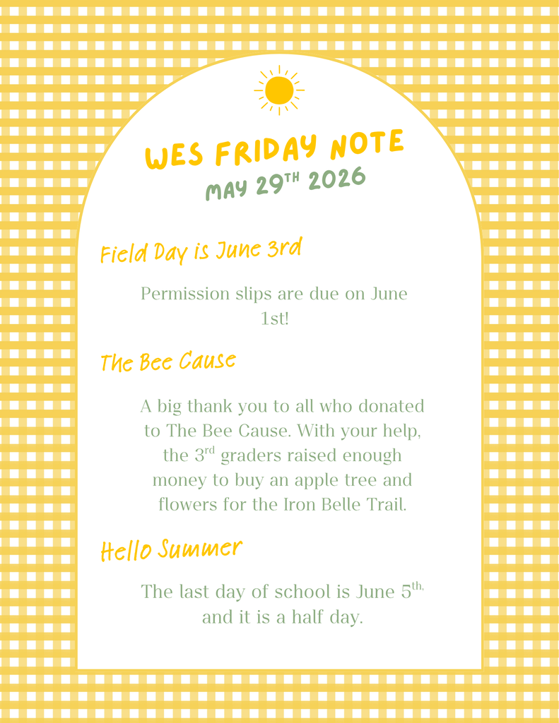 Friday note May 29th