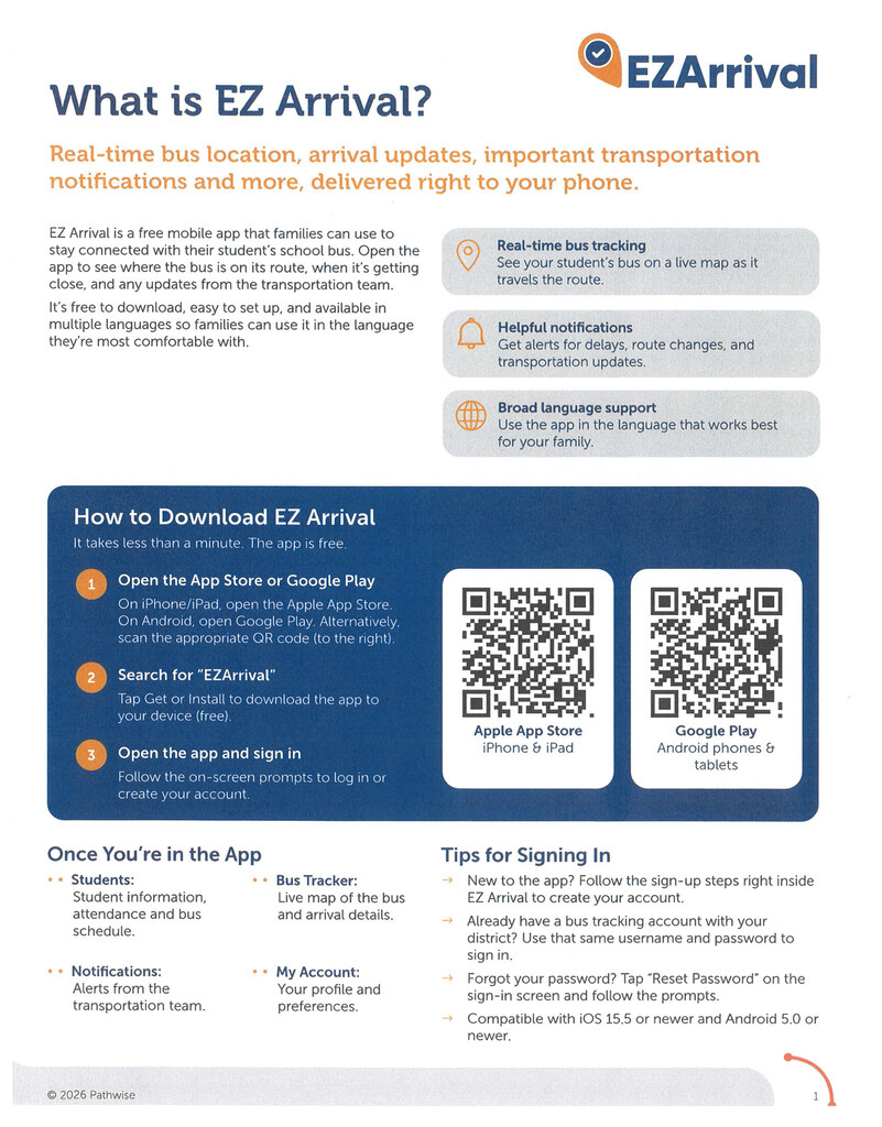 download information and guide regarding new bus app