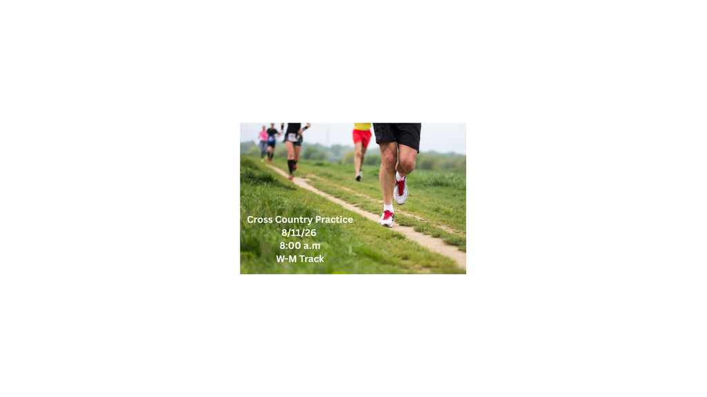 picture of runners with information about cross country practice time and location