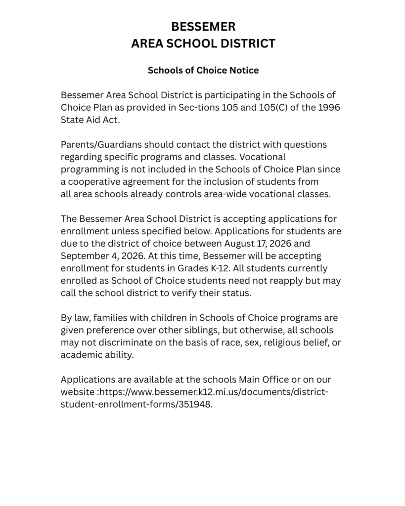 School of Choice information