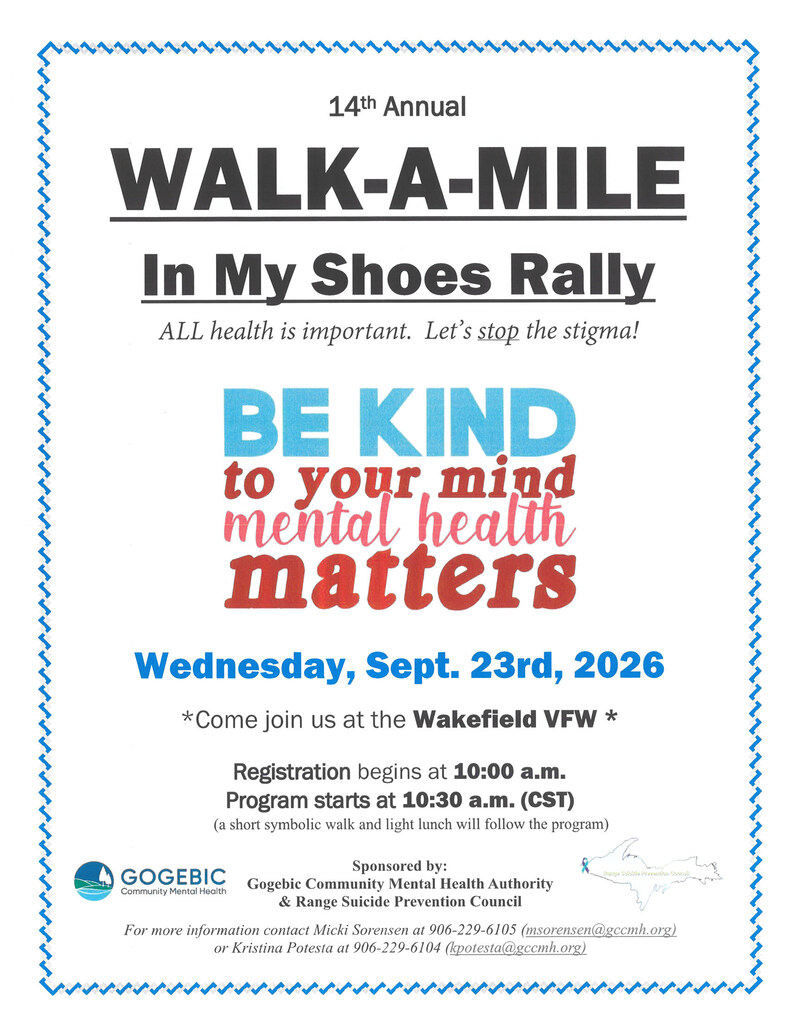 flyer for Walk-A-Mile in My Shoes Rally