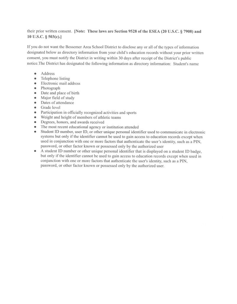 Notice of Rights Under FERPA page 4
