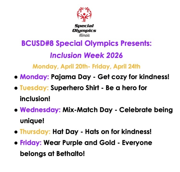 Bethalto Inclusion Week Schedule