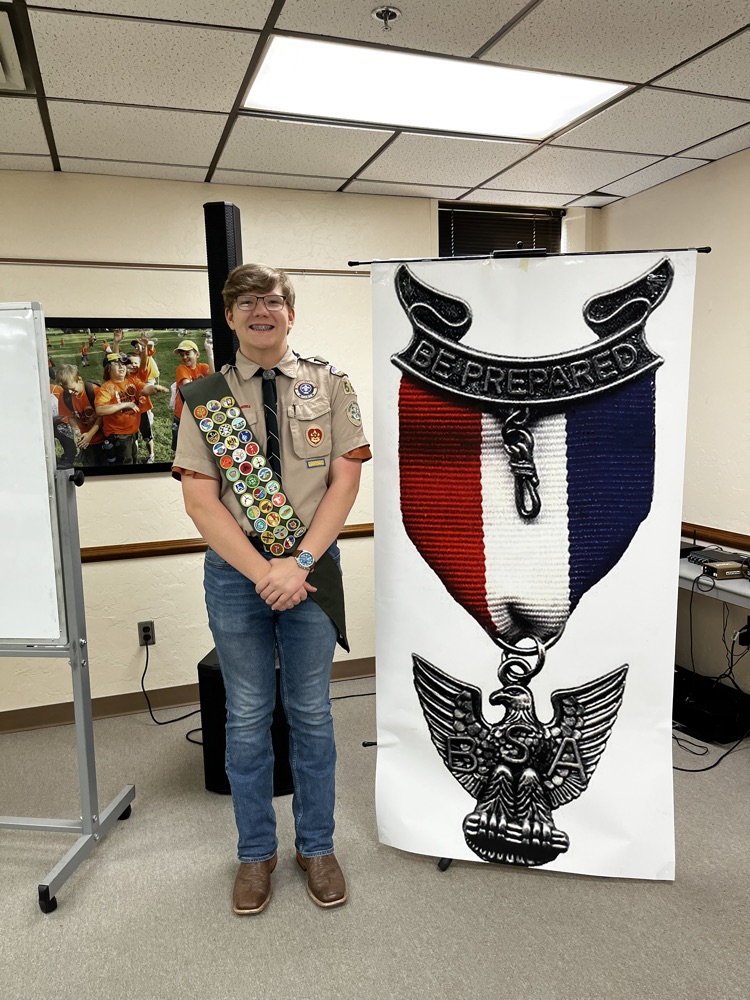 Boy Scout with banner
