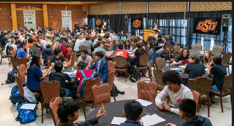 students taking a test