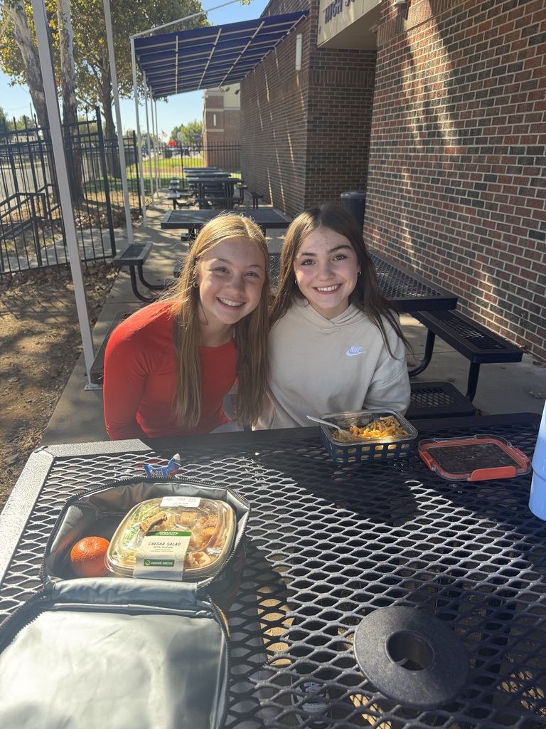 two young girls having lunch outside at the picnic table