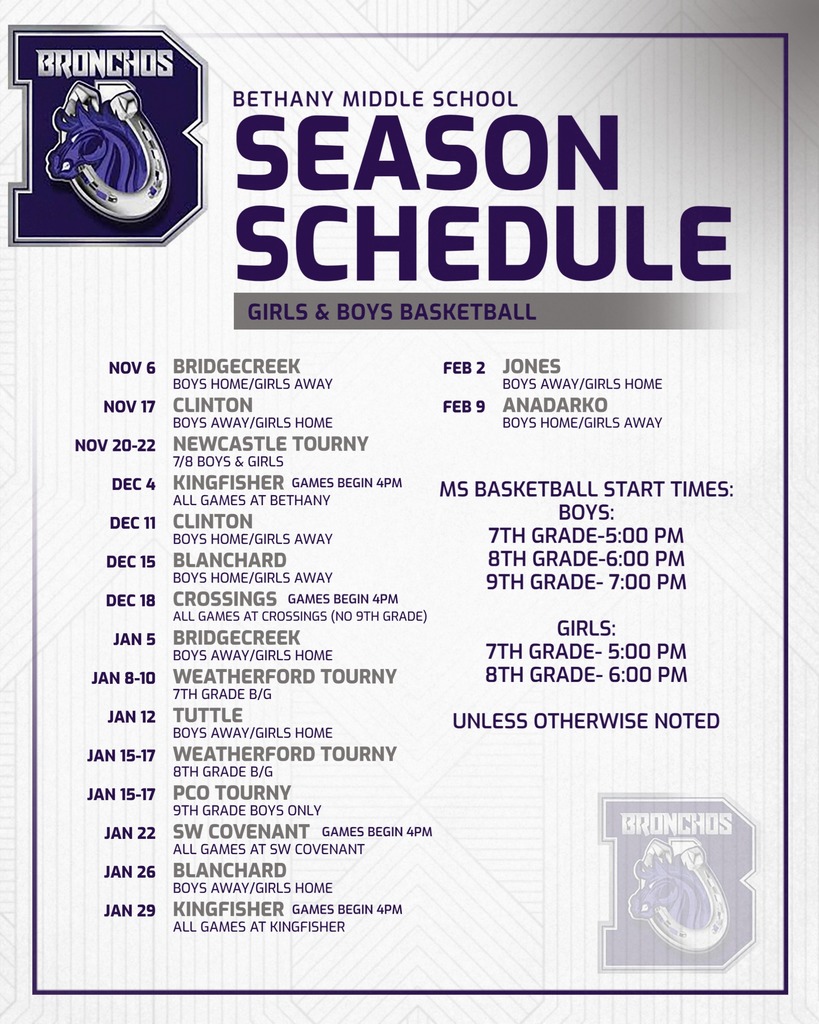 2025 bms basketball season schedule with game locations and times listed