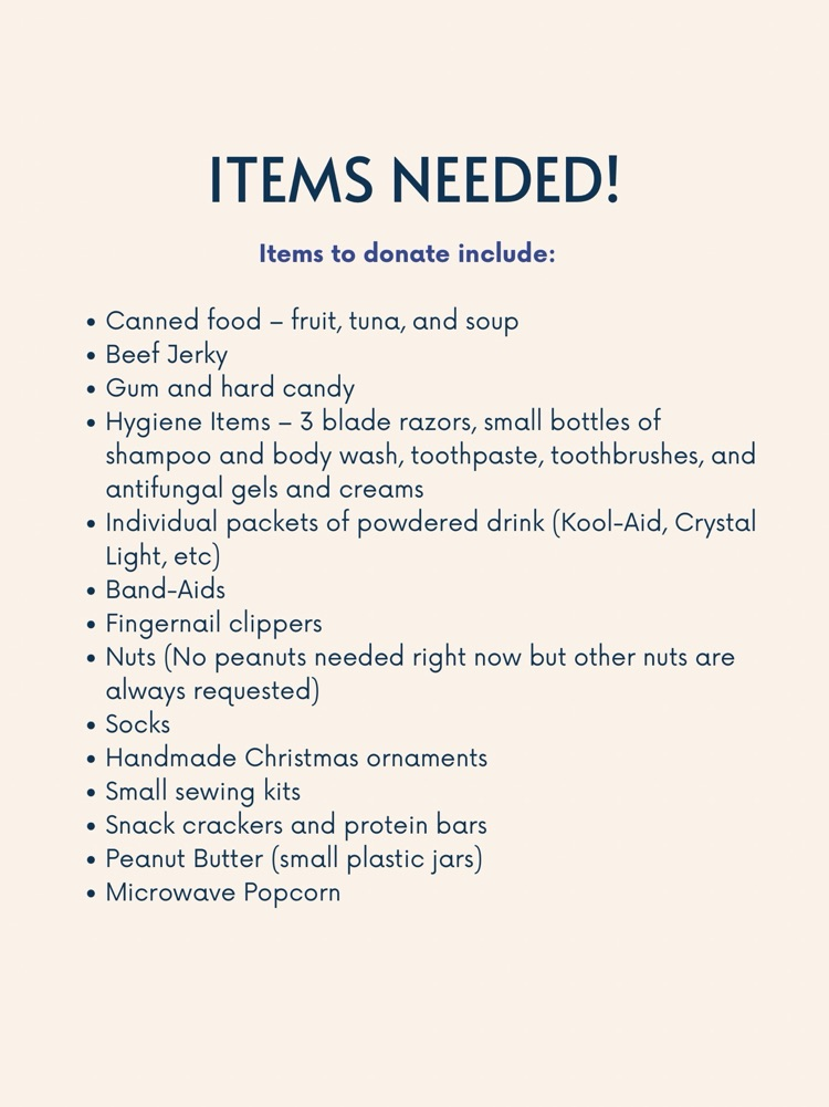 list of needed items 
