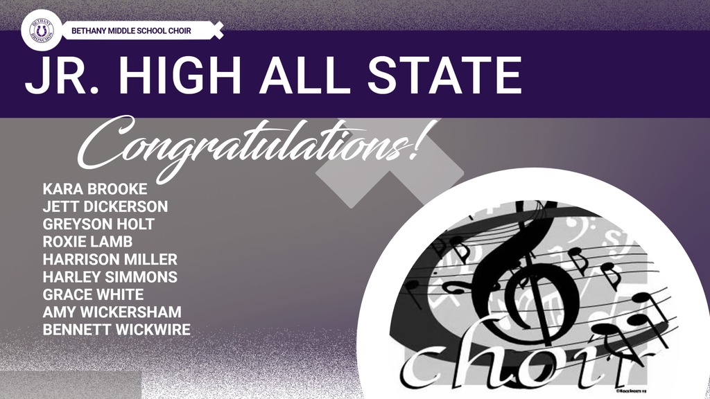 graphic that lists the students who made junior high all state choir