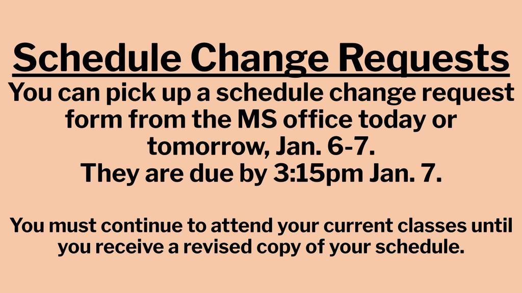 tan graphic with black lettering explaining the deadline for schedule requests