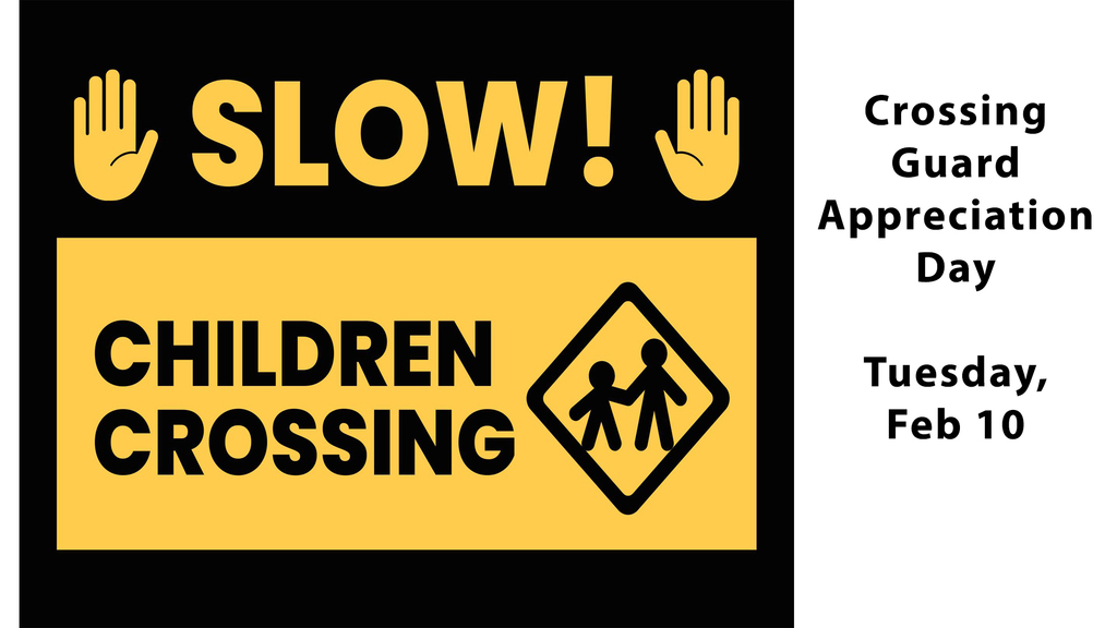 yellow and black faux caution sign to talk about crossing guard appreciation day