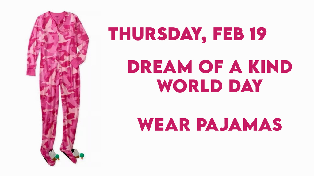graphic with pink pj's to promote PJ day