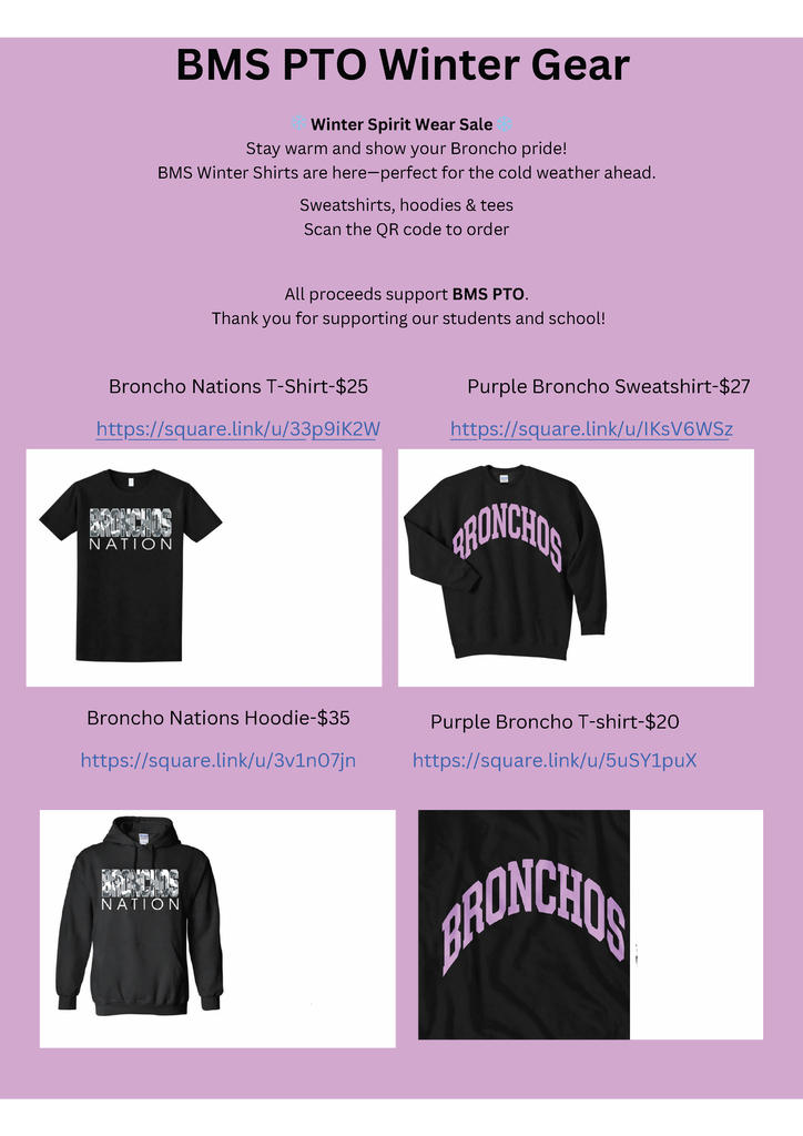 pink graphic with images of our new broncho shirts