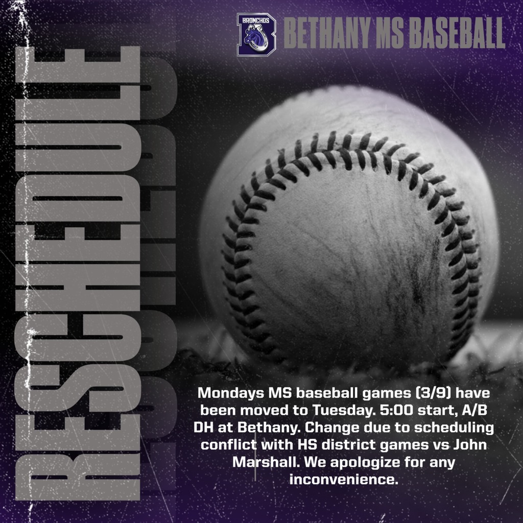 purple and gray graphic with photo of a baseball with details about Monday's rescheduled games