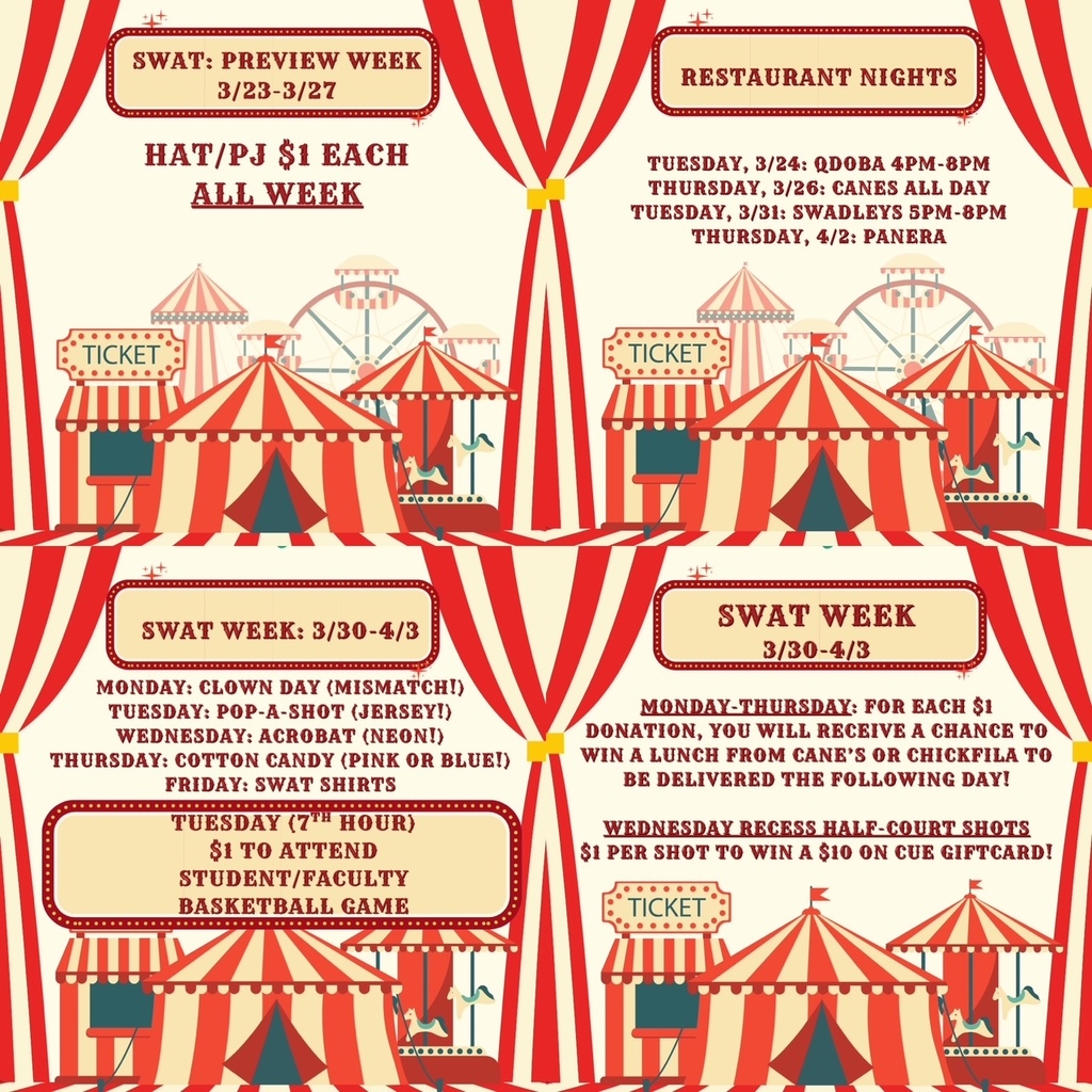 Circus themed graphics with swat week details