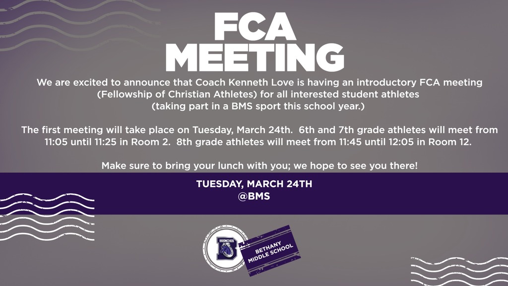 purple and grey graphic with details about fca meeting