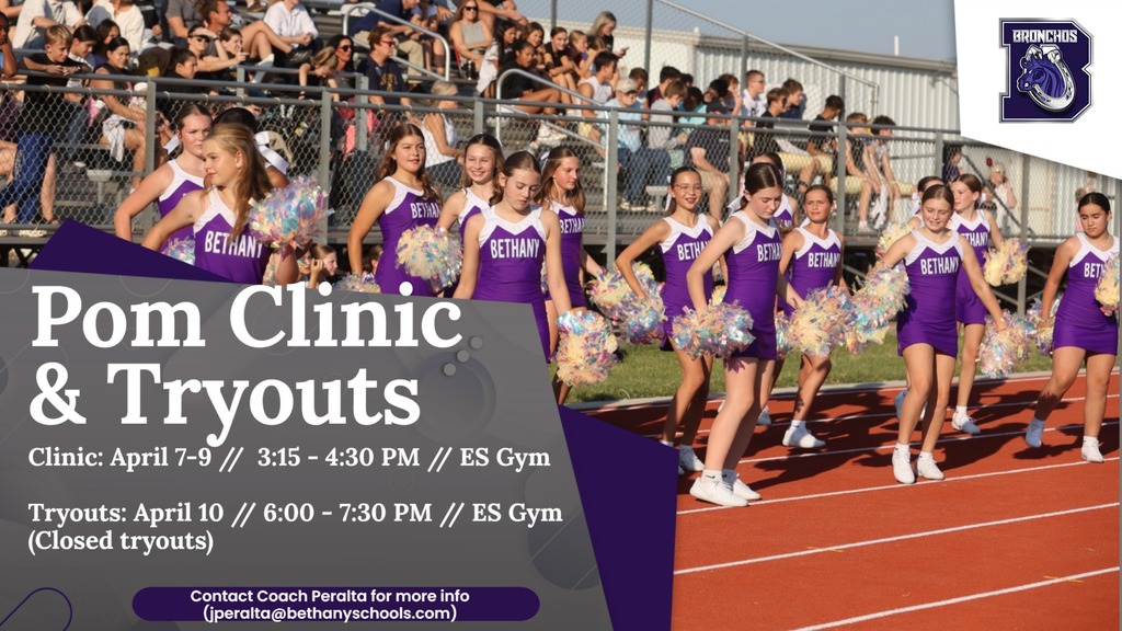 image of pom girls at a football game with details for upcoming pom tryouts