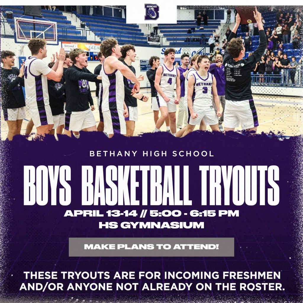 graphic with basketball player and details about tryouts for boys team