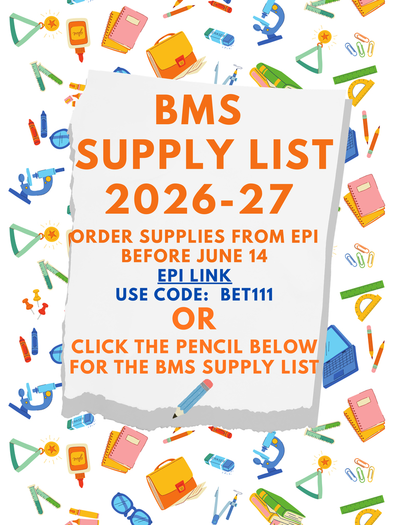 flyer for online school supply sales with images of school supplies on it