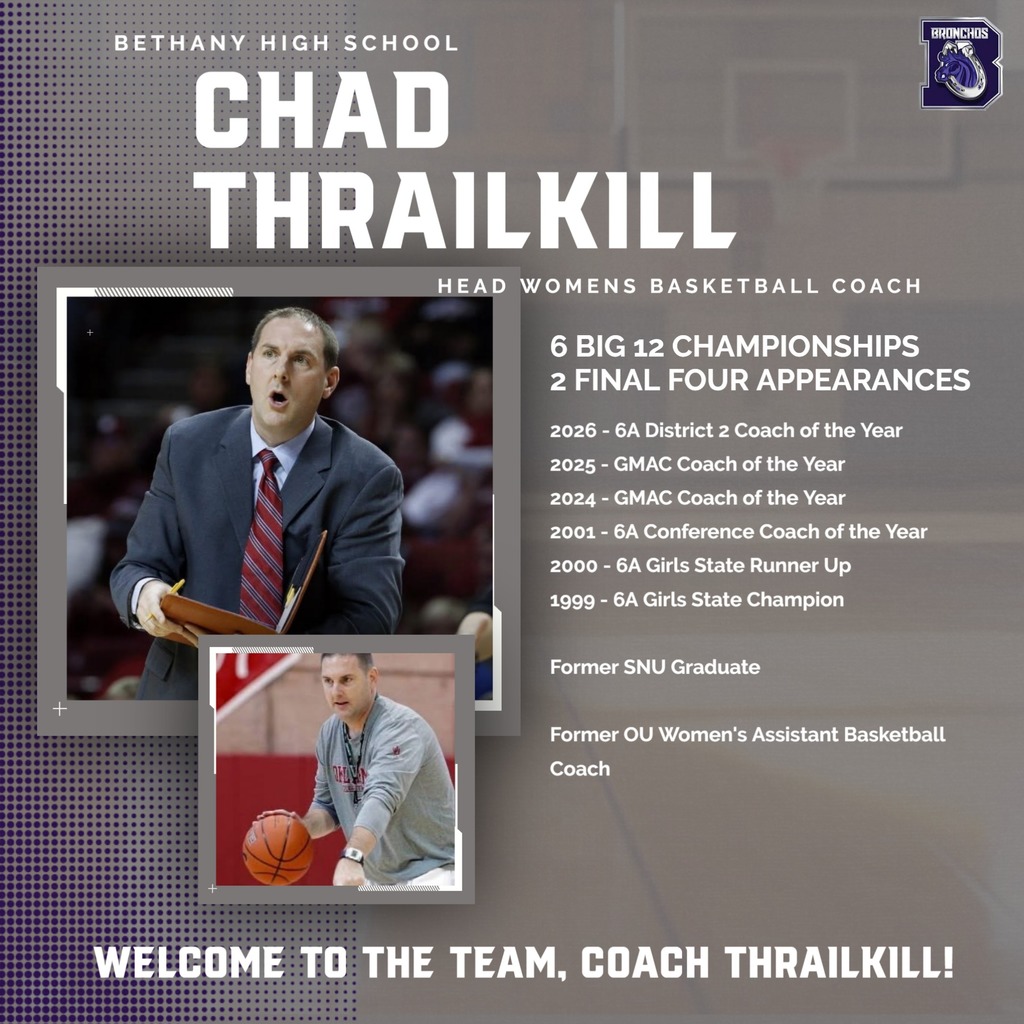 graphic welcoming coach chad thrailkill to bethany