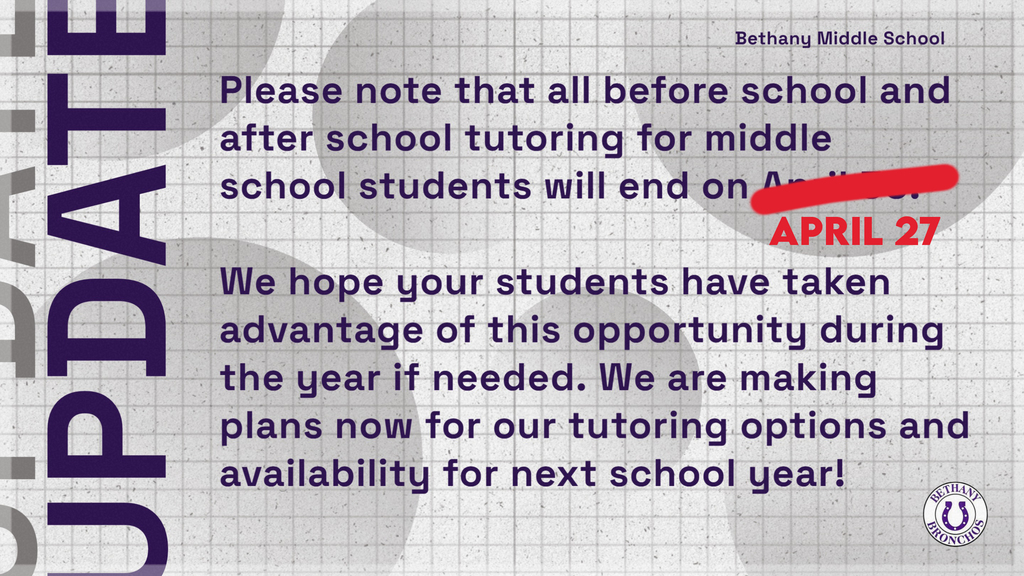 tutoring schedule update