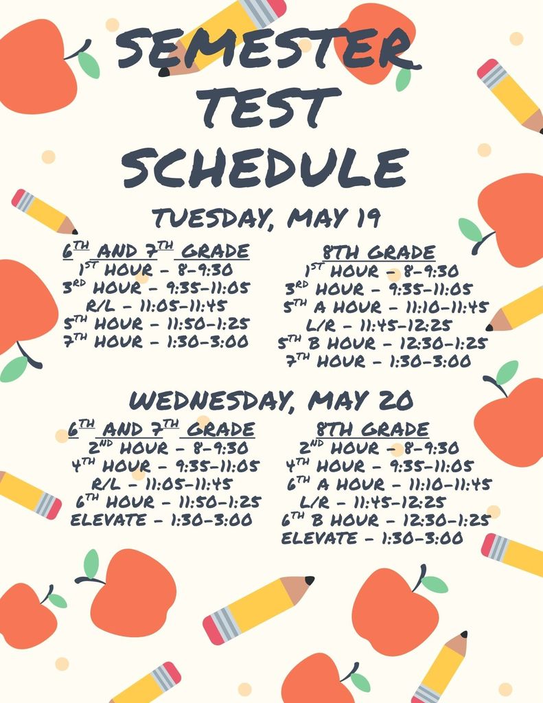 semester test schedule