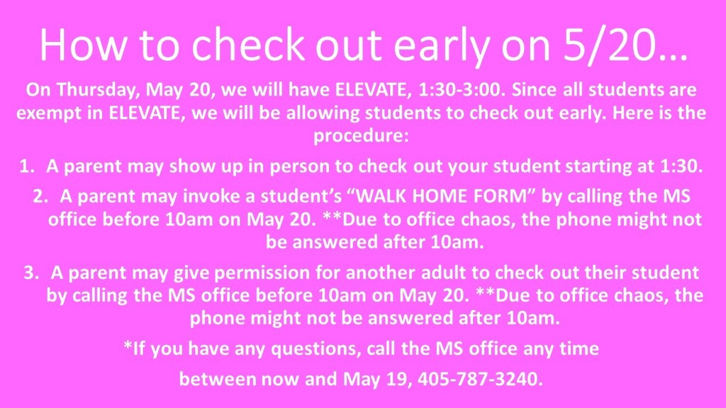 pink graphic with white letters about check out procedures