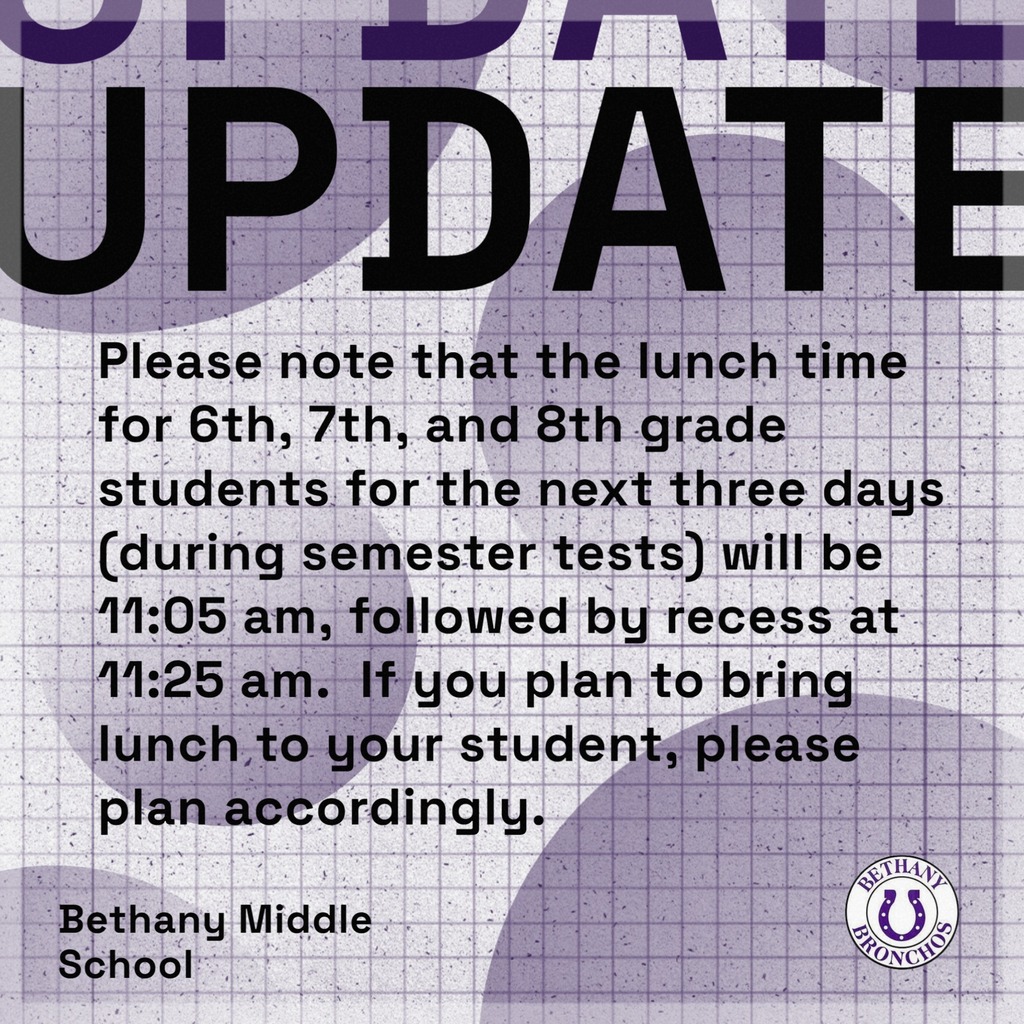 purple and gray graphic with updated lunch times