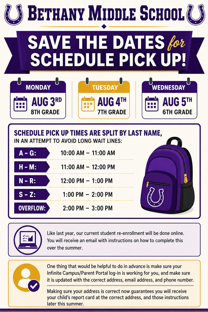 graphic with information about schedule pick up dates for summer 2026