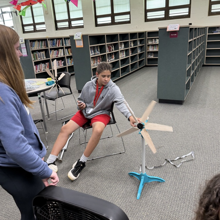 8th grade PLTW are finishing their wind turbine projects and calculating the output force, work, and power their turbines generated. 