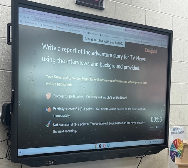 Mrs. Starline’s language arts students explored narrative writing using Curipod, an interactive tool that gives them instant feedback to grow their skills! 📚✍️