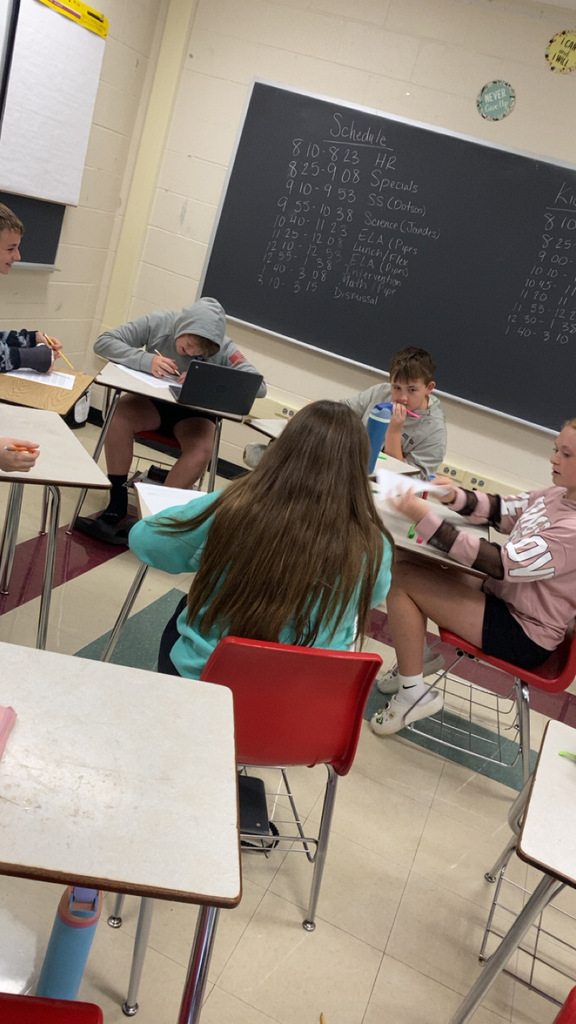 7th graders worked in literature circles to identify literary elements in fiction. 