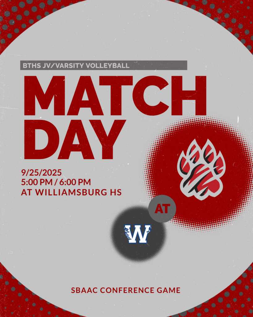 9/25/25 Varsity Volleyball Gameday Graphic - Bethel-Tate at Williamsburg