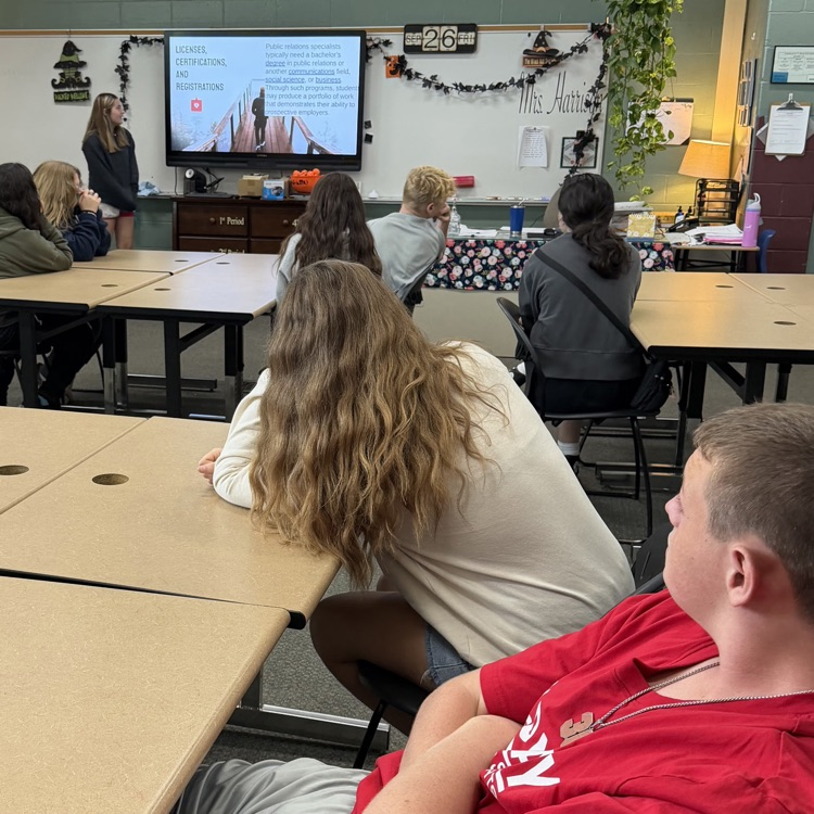 7th grade Career Exploration students give presentations on careers they researched. 