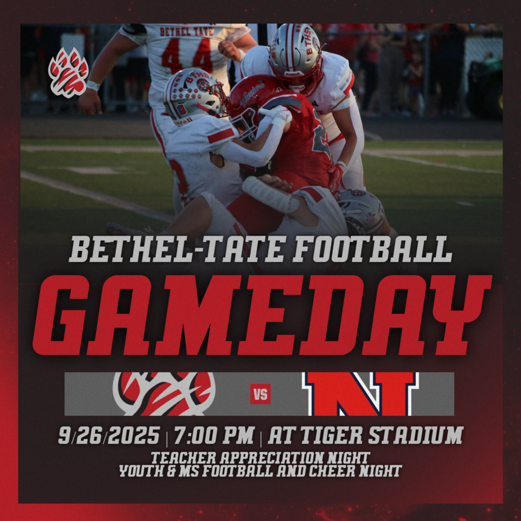 9/26/2025 Bethel-Tate Football Gameday Graphic