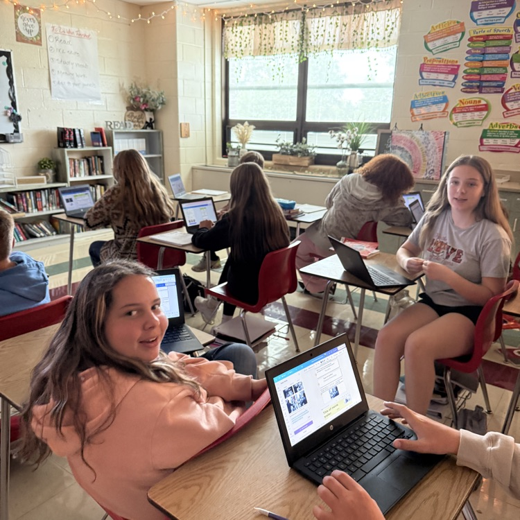 Students were practicing identifying the types of conflict in movie trailers in language arts. They were using Canva to create an AI generated visual of each conflict.   