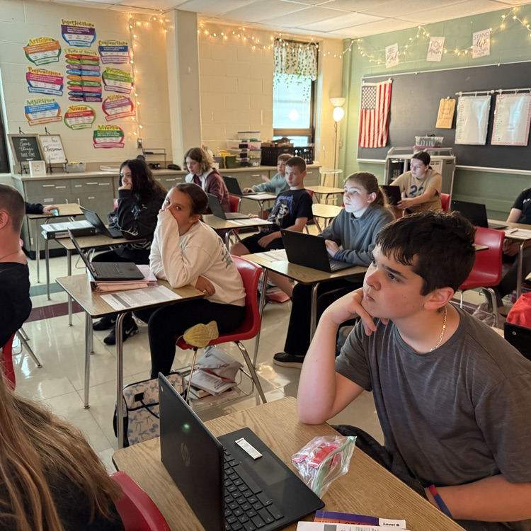 Students were practicing identifying the types of conflict in movie trailers in language arts. They were using Canva to create an AI generated visual of each conflict.   