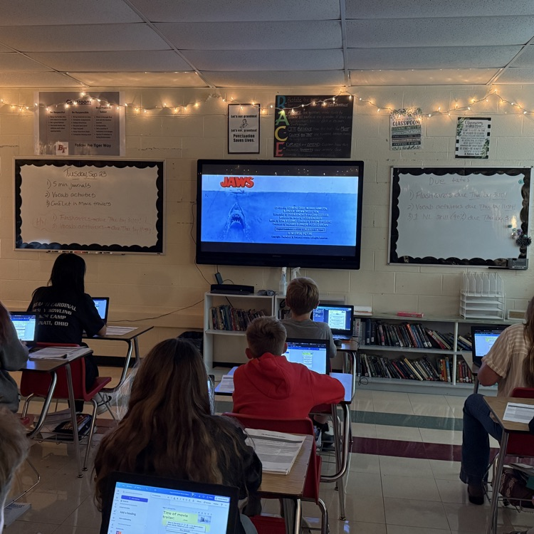 Students were practicing identifying the types of conflict in movie trailers in language arts. They were using Canva to create an AI generated visual of each conflict.   